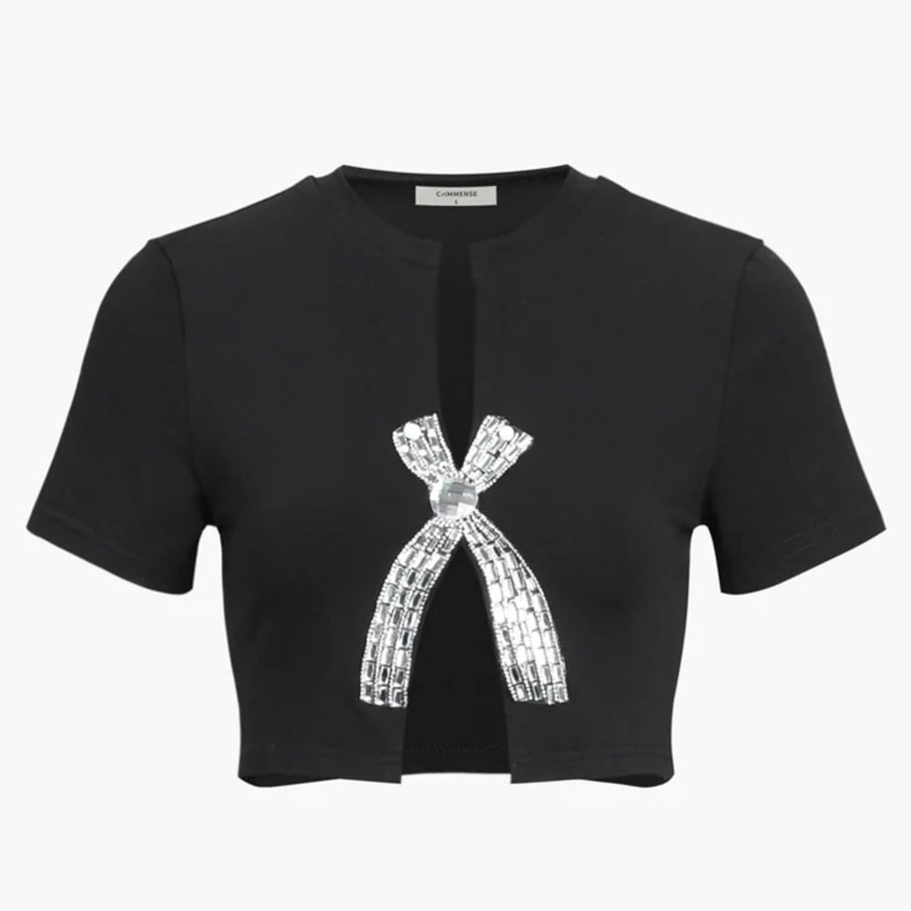 Commense Rhinestone Bow Decorated Top - Picture 3 of 15